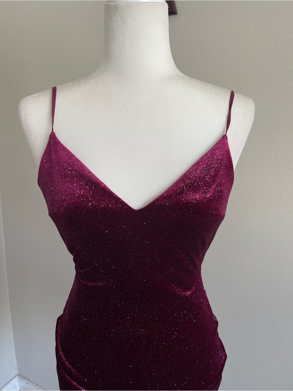 B Darlin Sparkling Burgundy Tie-Back Mini Dress - Picture 3 of 5